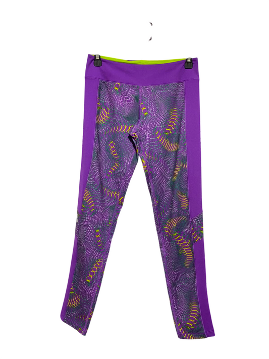 UNDER ARMOUR |S| WAIST 26| A14| PURPLE & NEON GREEN SNAKESKIN PRINT ATHLETIC LEGGINGS - HIGH-WAISTED WORKOUT TIGHTS
