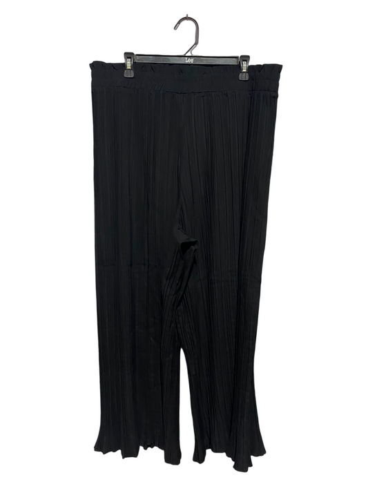 SHEIN CURVE |XL| WAIST 36| A15| BLACK PLEATED WIDE-LEG TROUSERS - ELASTIC HIGH-WAISTED PLISSÉ PANTS