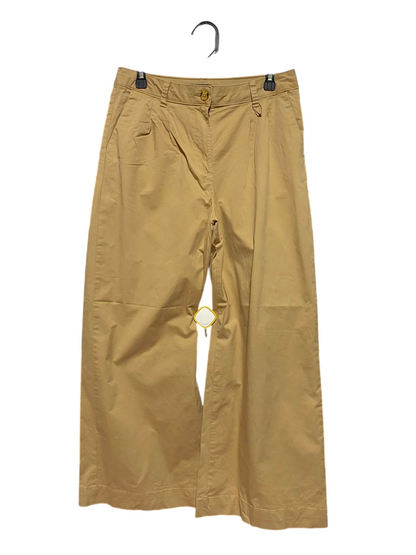 M&S |L| WAIST 30| A15| BEIGE HIGH-WAISTED WIDE-LEG TROUSERS - PLEATED COTTON CHINO PANTS