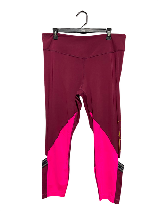 NEW BALANCE |XL| WAIST 34| A15| MAROON & NEON PINK HIGH-WAISTED GYM TIGHTS