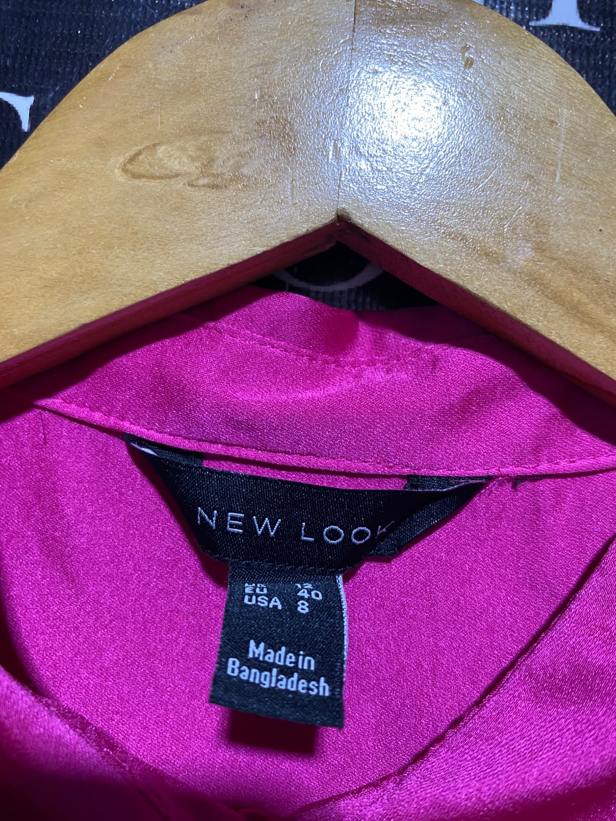 NEW LOOK |S| BUST 21| A15| MAGENTA PINK SATIN BUTTON-DOWN SHIRT - LONG SLEEVE OVERSIZED SATIN BLOUSE