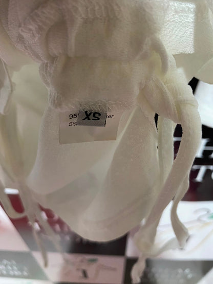 |XS| BUST 11| A15| OFF-WHITE ASYMMETRICAL RUCHED DRAWSTRING MINI DRESS - LONG SLEEVE BODYCON DRESS