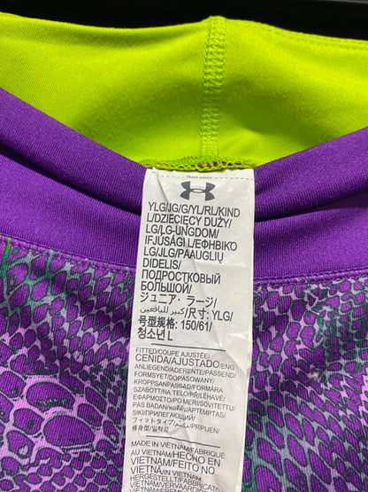 UNDER ARMOUR |S| WAIST 26| A14| PURPLE & NEON GREEN SNAKESKIN PRINT ATHLETIC LEGGINGS - HIGH-WAISTED WORKOUT TIGHTS