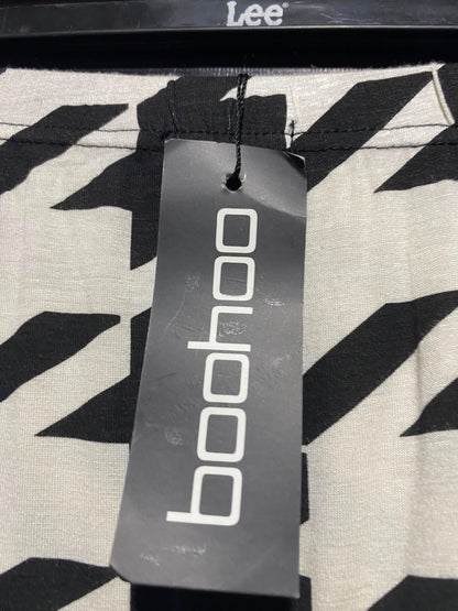 BOOHOO |XS| WAIST 24| A14| BLACK & WHITE HOUNDSTOOTH MIDI SKIRT - HIGH-WAISTED STRETCH PENCIL SKIRT