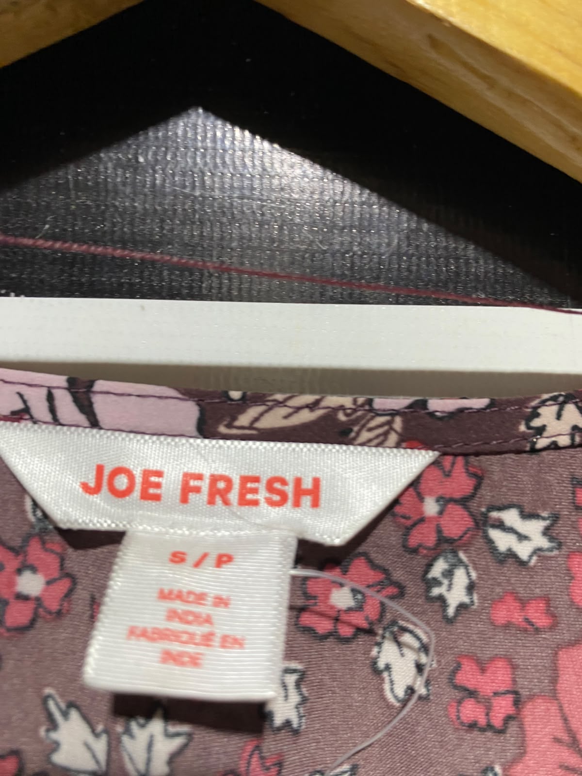 JOE FRESH |S| BUST 17| A14| MAROON & PINK FLORAL WRAP MIDI DRESS - LONG SLEEVE SIDE-TIE CASUAL DRESS