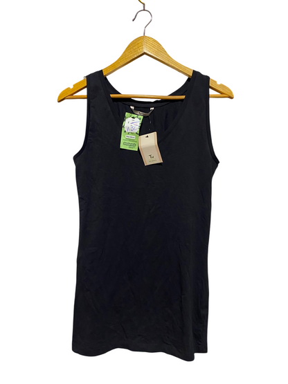 TU WOMAN |S| BUST 15| A15| WOMEN'S SOLID BLACK SCOOP NECK TANK TOP