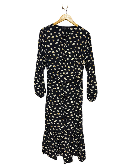 NEXT |L| BUST 19| A15| WOMEN'S BLACK DAISY FLORAL PRINT MAXI DRESS
