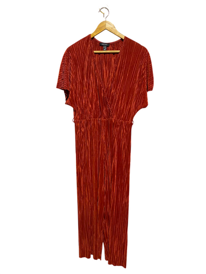 NEW LOOK |L| BUST FREE| A15| WOMEN'S RUST ORANGE PLISSÉ CRINKLE JUMPSUIT