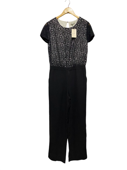 PEACOCHS |M| BUST 17| A15| WOMEN'S BLACK LACE BODICE SHORT SLEEVE JUMPSUIT