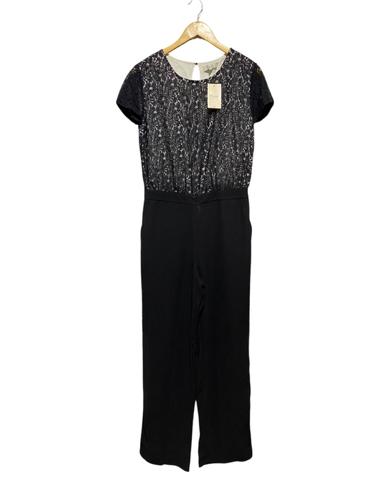PEACOCHS |M| BUST 17| A15| WOMEN'S BLACK LACE BODICE SHORT SLEEVE JUMPSUIT
