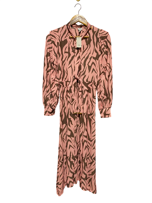RIVER ISLAND |S| BUST 16| A16| WOMEN'S PINK & BROWN ZEBRA PRINT MAXI DRESS