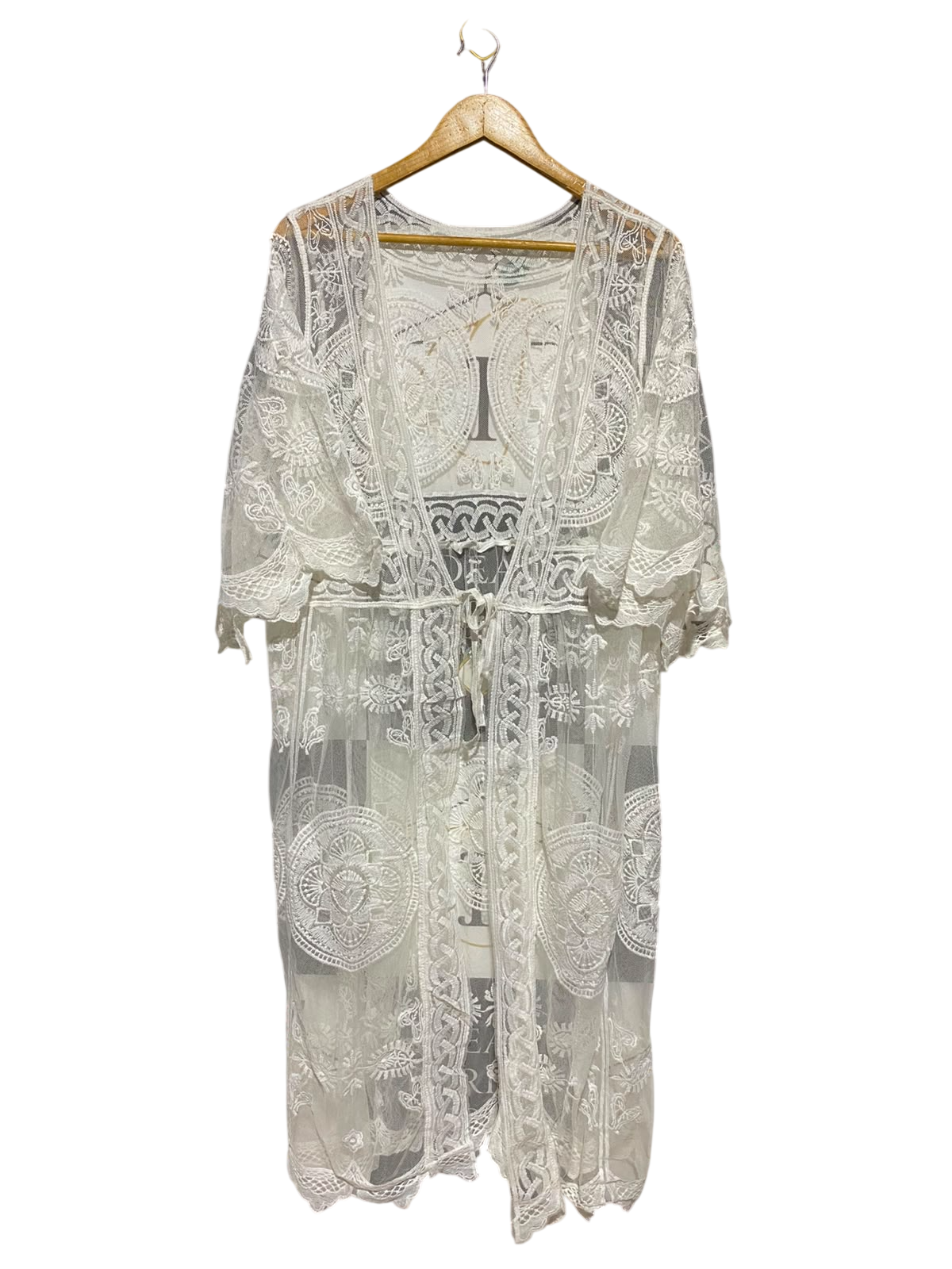 SHEIN |L| BUST 20| A16| OPEN FRONT DRAWSTRING BEACH COVER-UP CARDIGAN