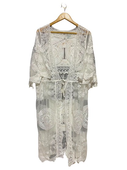SHEIN |L| BUST 20| A16| OPEN FRONT DRAWSTRING BEACH COVER-UP CARDIGAN