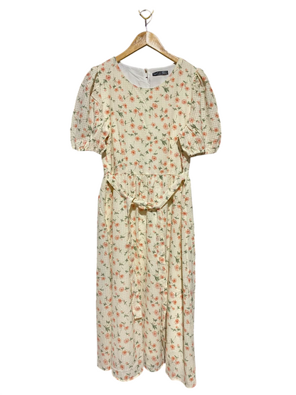 DAZY |L| BUST 19| A16| WOMEN'S CREAM & PEACH FLORAL PRINT MAXI DRESS