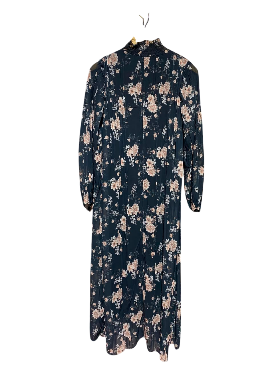 |L| BUST 19| A16| BLACK & BLUSH PINK FLORAL PRINT MAXI DRESS