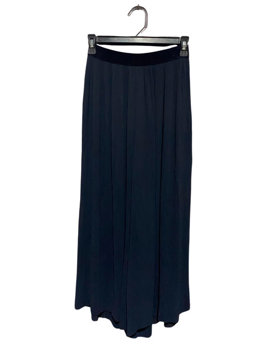 ZARA BASIC |S| WAIST 24| A16| BLACK PLEATED WIDE-LEG PALAZZO PANTS - HIGH-WAISTED ELEGANT EVENING TROUSERS