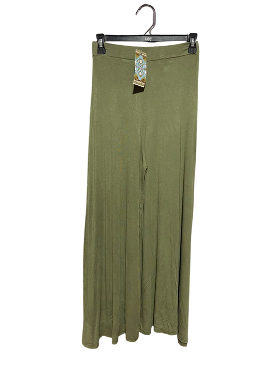 BOOHOO |M| WAIST 24| A16| OLIVE GREEN STRETCH JERSEY WIDE-LEG PALAZZO PANTS