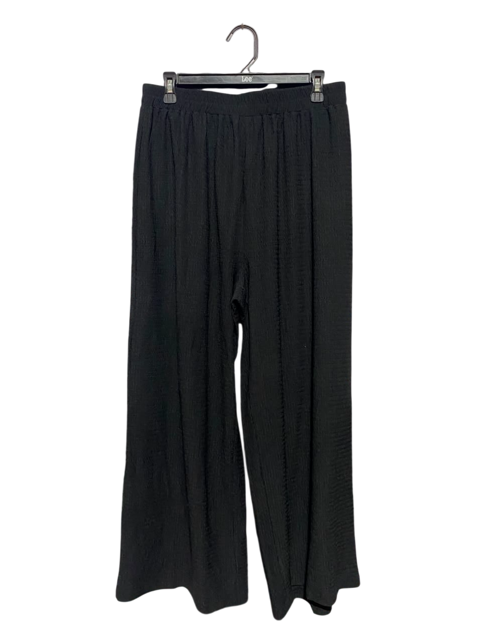 |XL| WAIST 30| A16| BLACK CRINKLE TEXTURED WIDE-LEG PALAZZO PANTS