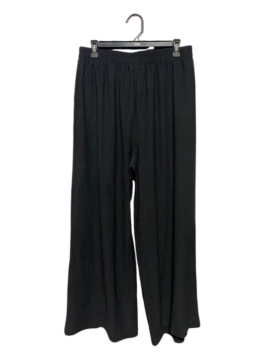 |XL| WAIST 30| A16| BLACK CRINKLE TEXTURED WIDE-LEG PALAZZO PANTS
