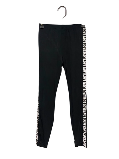 SHEIN |XS| WAIST 24| A16| BLACK ATHLETIC LEGGINGS WITH SIDE STRIPE "LOVE" PRINT