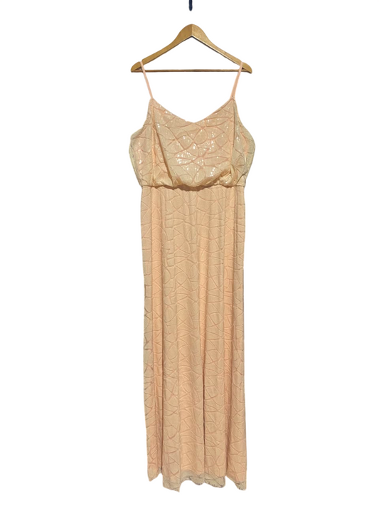 |XL| BUST 21| A16| ELEGANT PEACH SEQUIN STRAPLESS STYLE MAXI DRESS