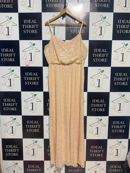 |XL| BUST 21| A16| ELEGANT PEACH SEQUIN STRAPLESS STYLE MAXI DRESS