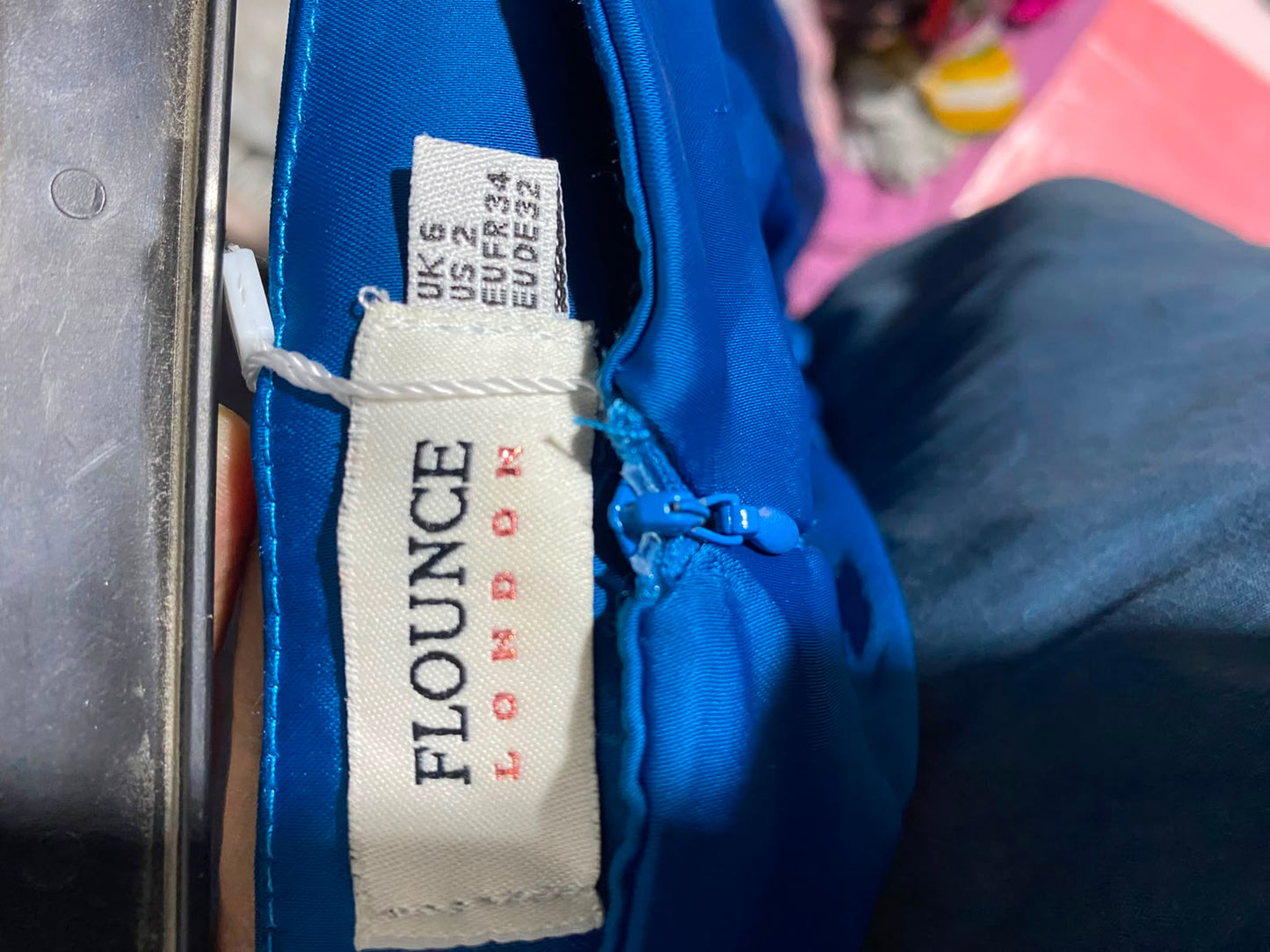 FLOUNCE |XS| WAISY 25| A16| ELEGANT VIBRANT BLUE SATIN WIDE-LEG TROUSERS