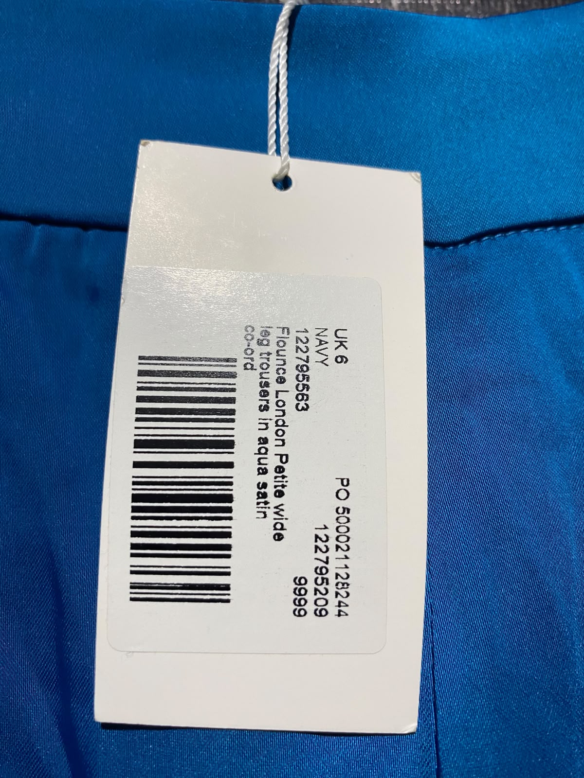 FLOUNCE |XS| WAISY 25| A16| ELEGANT VIBRANT BLUE SATIN WIDE-LEG TROUSERS