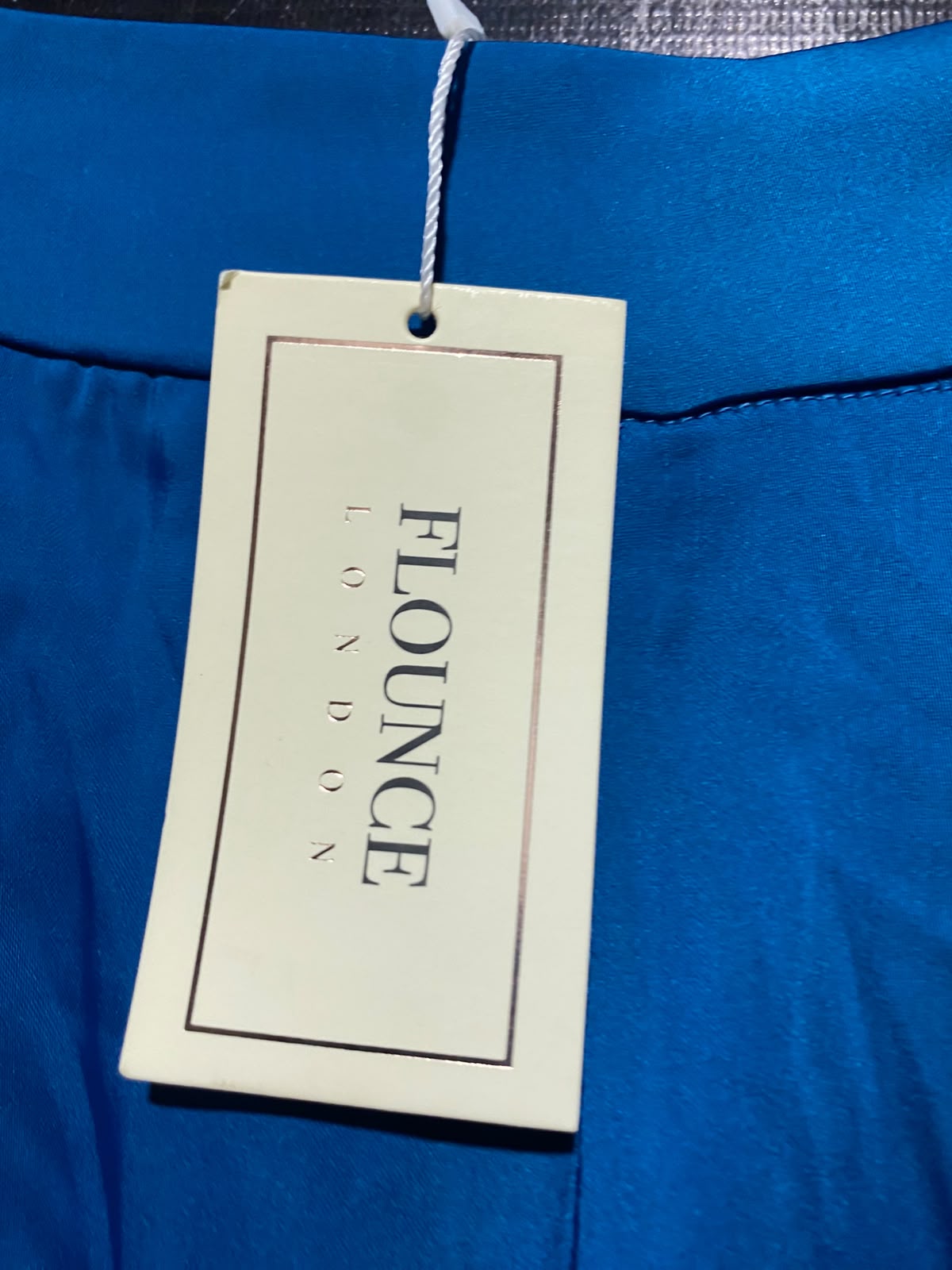 FLOUNCE |XS| WAISY 25| A16| ELEGANT VIBRANT BLUE SATIN WIDE-LEG TROUSERS