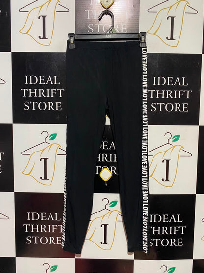 SHEIN |XS| WAIST 24| A16| BLACK ATHLETIC LEGGINGS WITH SIDE STRIPE "LOVE" PRINT