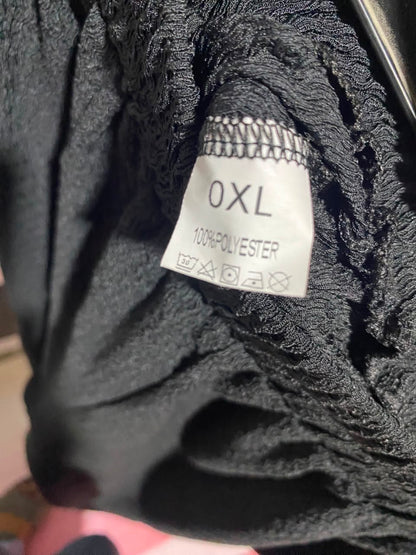 |XL| WAIST 30| A16| BLACK CRINKLE TEXTURED WIDE-LEG PALAZZO PANTS