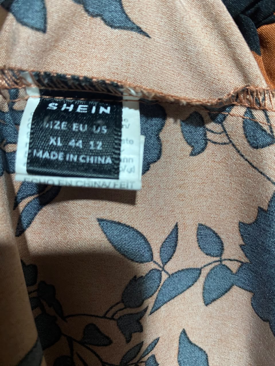 SHEIN |XL| BUST 20| A16| RUST ORANGE & BLACK FLORAL PRINT LONG SLEEVE MAXI DRESS