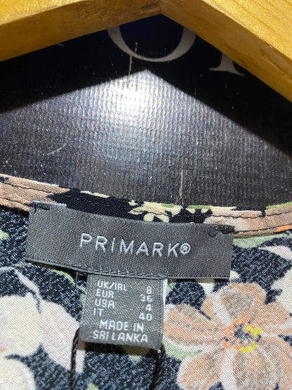 PRIMARK |S| BUST 16| A16| BLACK & BEIGE FLORAL PRINT WRAP MAXI DRESS - V-NECK HALF SLEEVE CASUAL & EVENING GOWNBLACK & BEIGE FLORAL PRINT WRAP MAXI DRESS - V-NECK HALF SLEEVE CASUAL & EVENING GOWN
