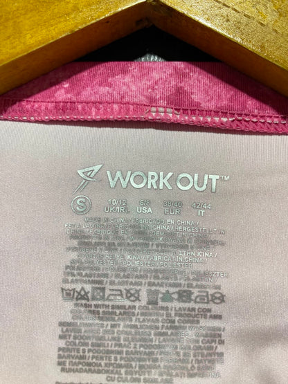 WORK OUT |M| BUST 14| A16| VIBRANT PINK PATTERNED LONG SLEEVE CROP TOP