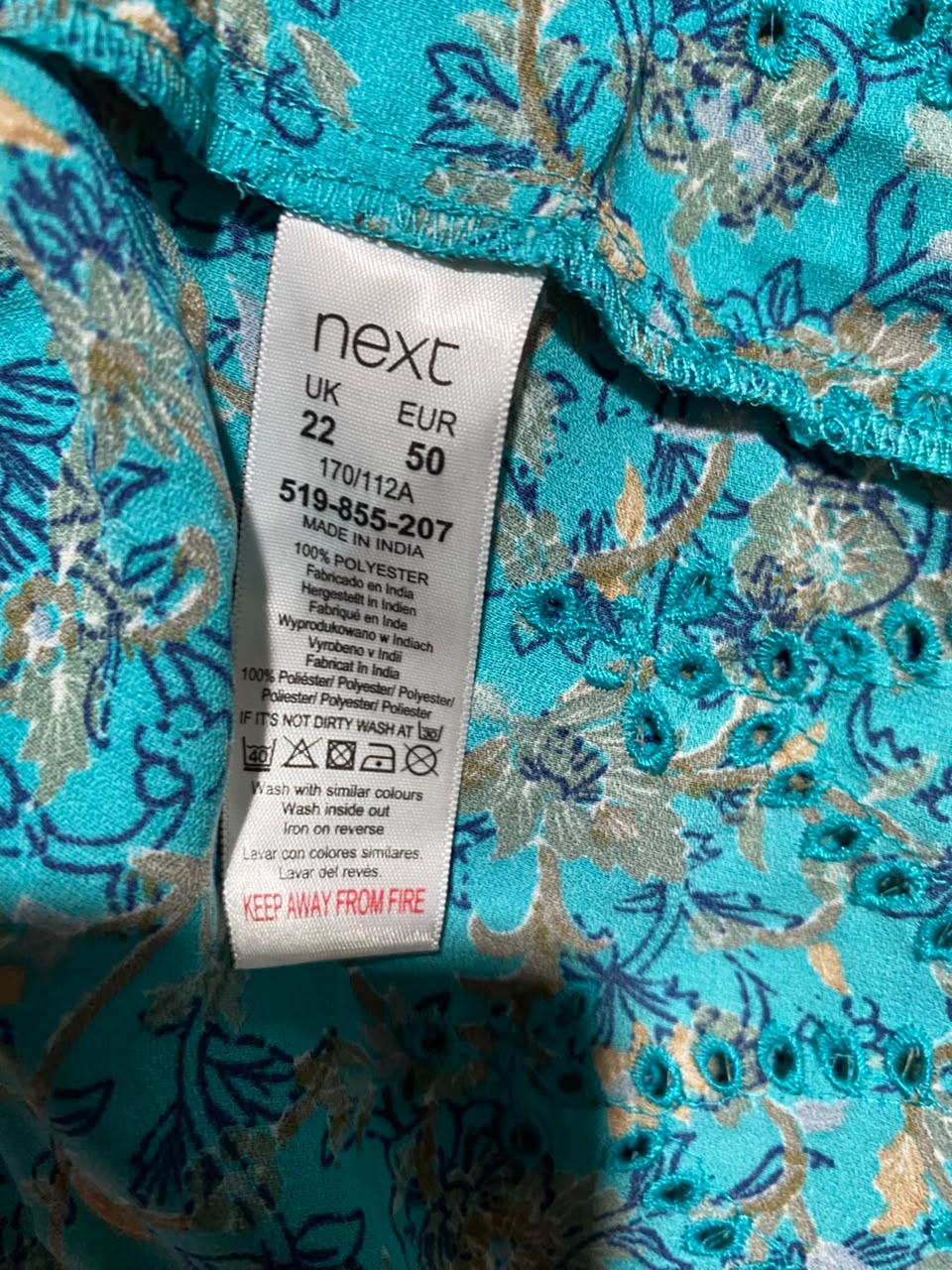 NEXT |XL| BUST 22| A16|TEAL GREEN FLORAL PRINT BOHO TUNIC DRESS