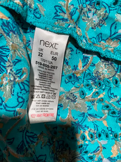 NEXT |XL| BUST 22| A16|TEAL GREEN FLORAL PRINT BOHO TUNIC DRESS