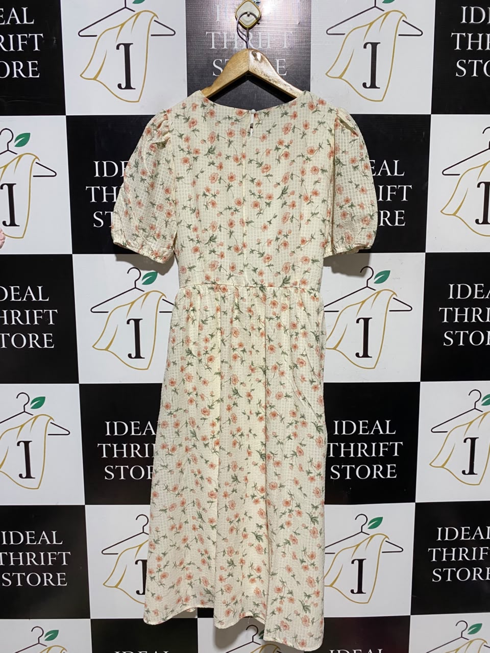 DAZY |L| BUST 19| A16| WOMEN'S CREAM & PEACH FLORAL PRINT MAXI DRESS