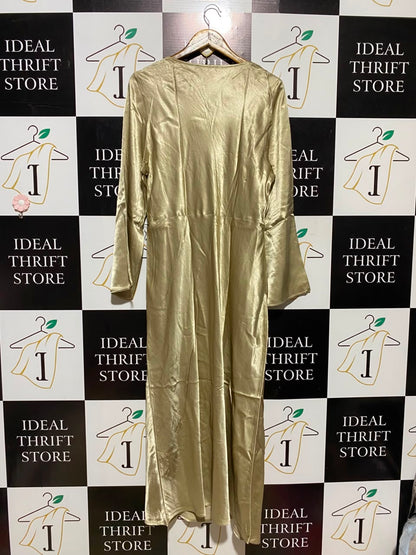 NEXT |L| BUST 19| A16| COWL NECK LONG SLEEVE ELEGANT EVENING DRESS WITH SLIT