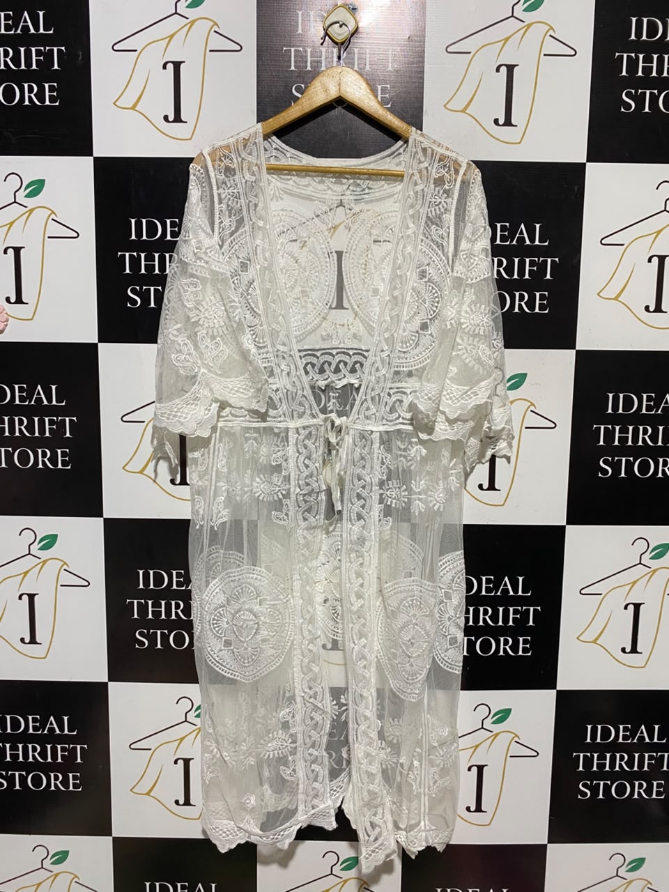 SHEIN |L| BUST 20| A16| OPEN FRONT DRAWSTRING BEACH COVER-UP CARDIGAN