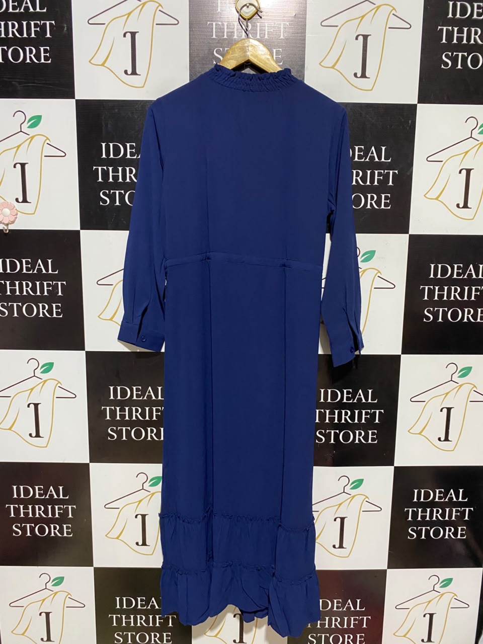 SHEIN |M| BUST 19| A16| WOMEN'S SOLID NAVY BLUE HIGH NECK MAXI DRESS
