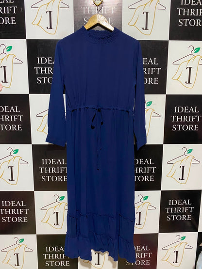 SHEIN |M| BUST 19| A16| WOMEN'S SOLID NAVY BLUE HIGH NECK MAXI DRESS