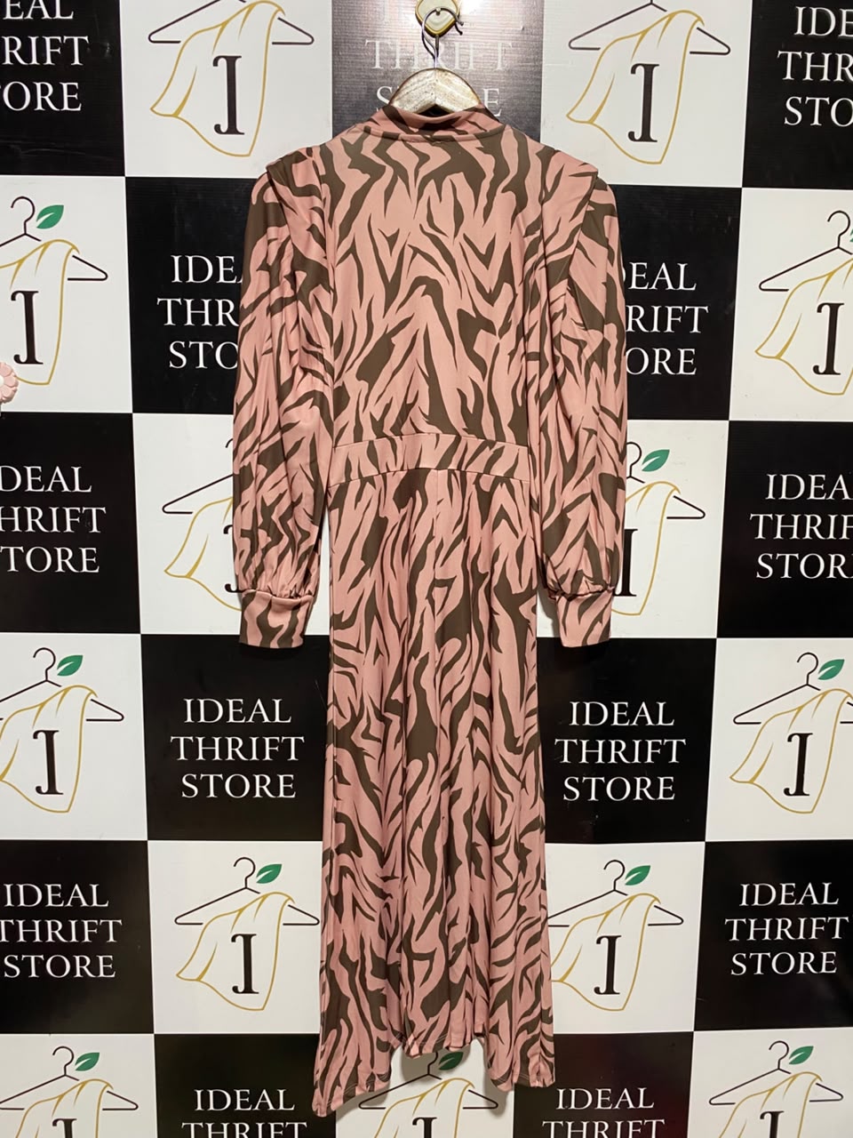 RIVER ISLAND |S| BUST 16| A16| WOMEN'S PINK & BROWN ZEBRA PRINT MAXI DRESS