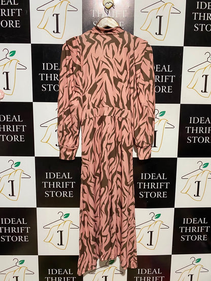 RIVER ISLAND |S| BUST 16| A16| WOMEN'S PINK & BROWN ZEBRA PRINT MAXI DRESS