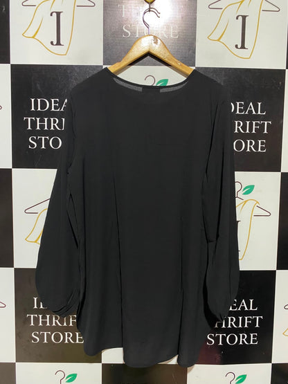 PAPAYA |L| BUST 21| A16| WOMEN'S SOLID BLACK LONG SLEEVE TUNIC BLOUSE
