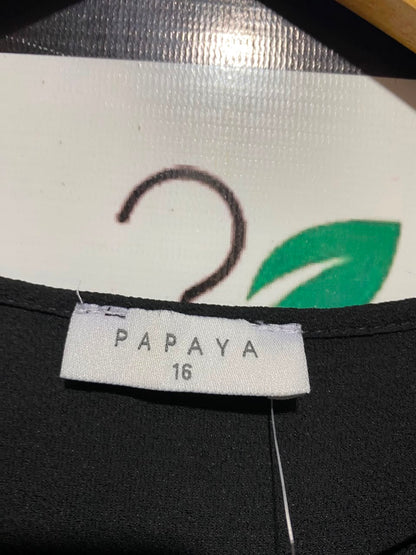 PAPAYA |L| BUST 21| A16| WOMEN'S SOLID BLACK LONG SLEEVE TUNIC BLOUSE