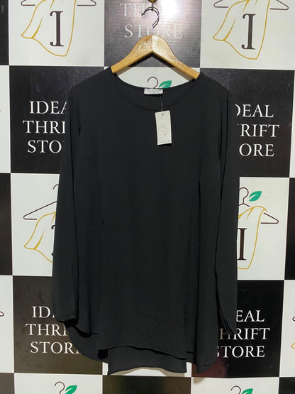 PAPAYA |L| BUST 21| A16| WOMEN'S SOLID BLACK LONG SLEEVE TUNIC BLOUSE