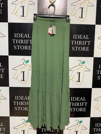 PRIMARK |XS| WAIST 24|A15| SMOCKED ELASTIC HIGH WAIST TIERED BOHO MAXI SKIRT