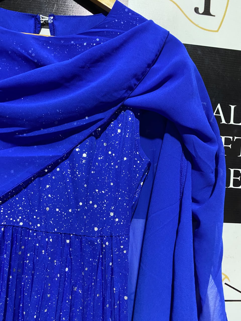 SHEIN |M| BUST 16| A15| WOMEN'S ROYAL BLUE SPARKLY CHIFFON MAXI DRESS