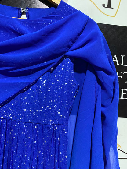 SHEIN |M| BUST 16| A15| WOMEN'S ROYAL BLUE SPARKLY CHIFFON MAXI DRESS