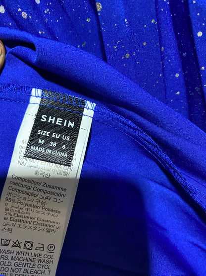 SHEIN |M| BUST 16| A15| WOMEN'S ROYAL BLUE SPARKLY CHIFFON MAXI DRESS